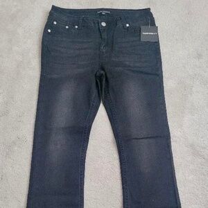 HARPER & IVY Junior's Rhinestone Pocket Flare Jeans Black Size 9